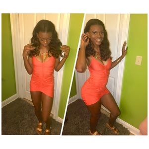 Orange runched dress